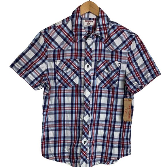 True Religion Men's Plaid Short-Sleeved Western Shirt NWT Size Medium - Picture 1 of 8